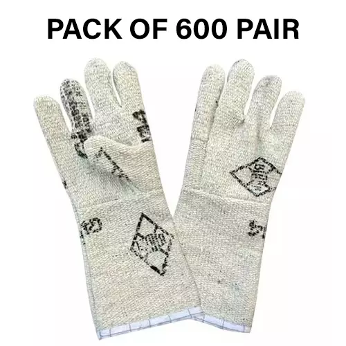 Swavind Safety Hand Gloves Asbestos Fiber Flame-Resistant 25 cm (10 inch) Length Free Size (Pack of 600 Pair)