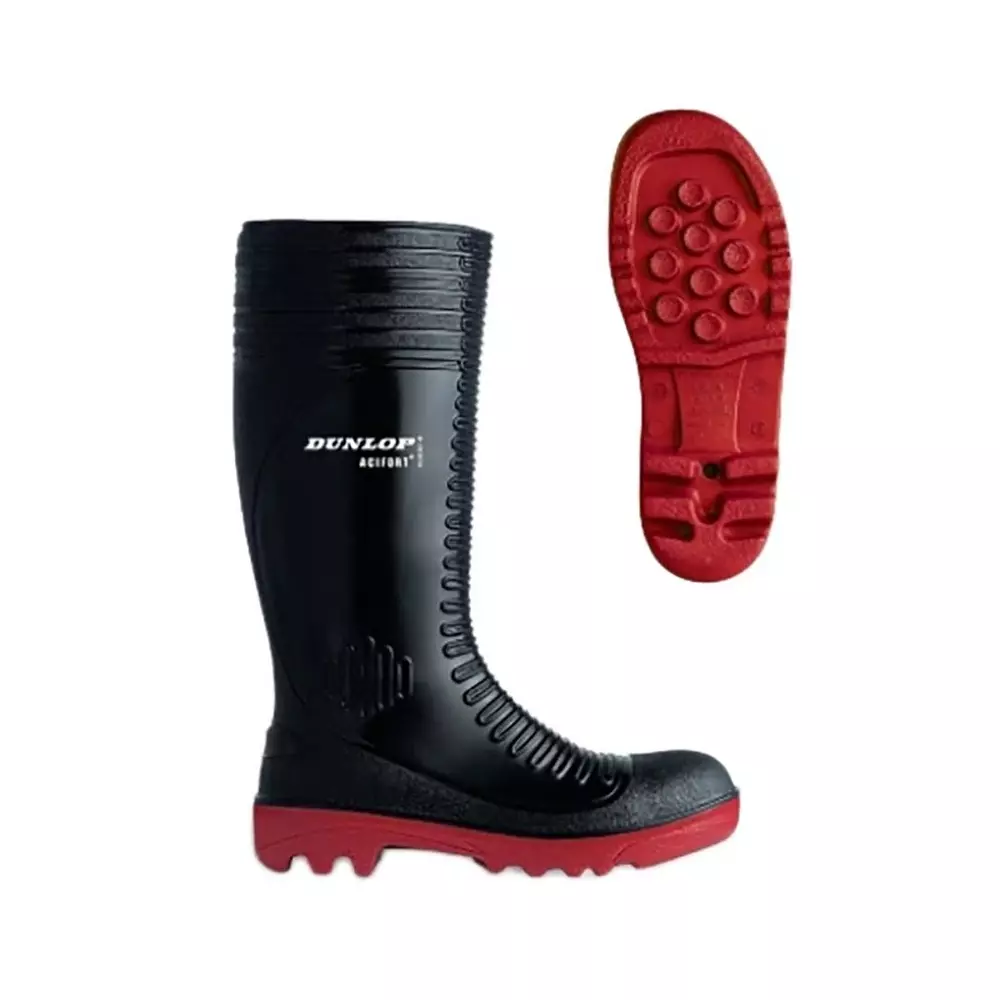 Dunlop Acifort Black, Red Steel Toe Capped Mens Safety Boots, UK 11, EU 46, A252931