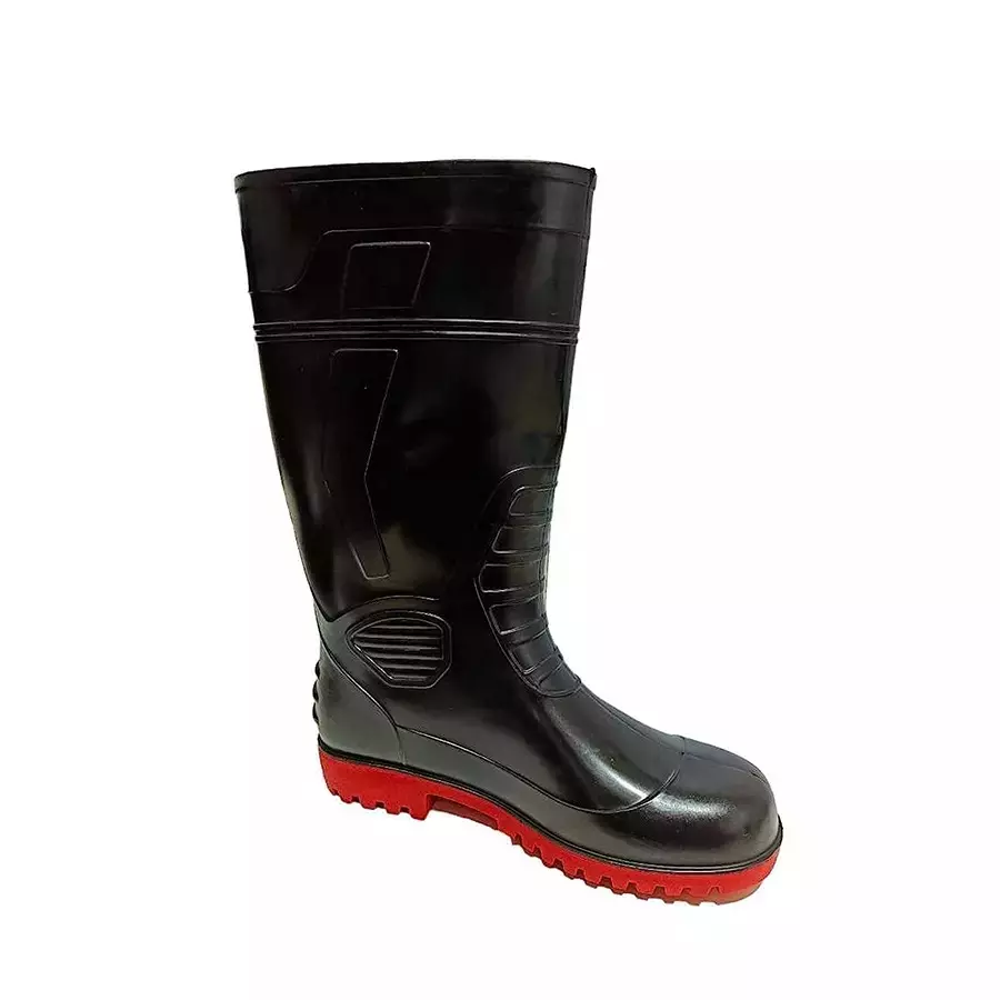 Fortune Atlantic-15 Double Density Steel Toe PVC Black & Red Gumboot Size 9