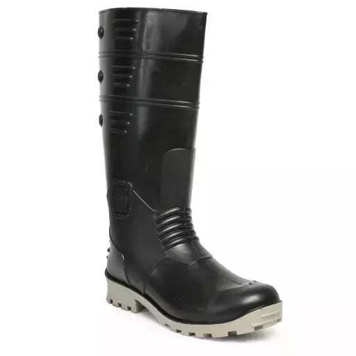 Hillson Steel Toe Safety Gumboot Black & Grey Size 7, Torpedo 212