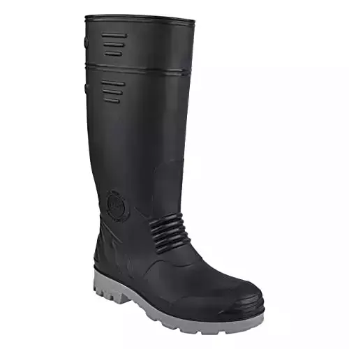 Hillson Steel Toe Safety Gumboot Black & Grey Size 7, Torpedo 212