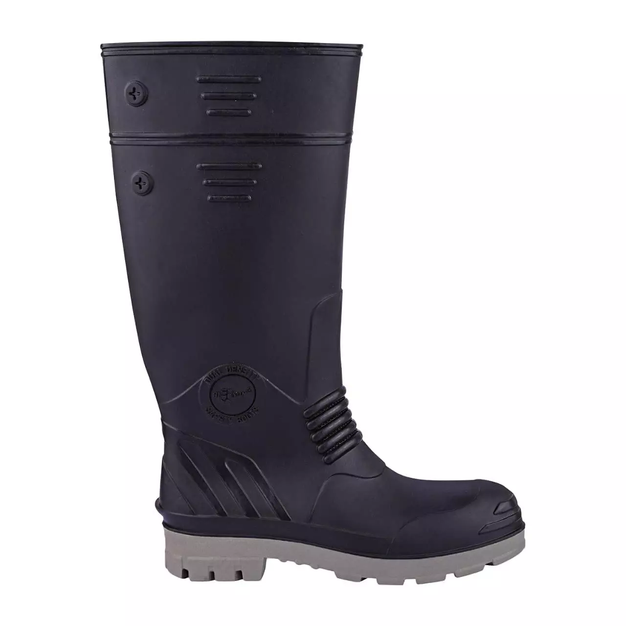 Hillson Steel Toe Safety Gumboot Black & Grey Size 9, Torpedo 212