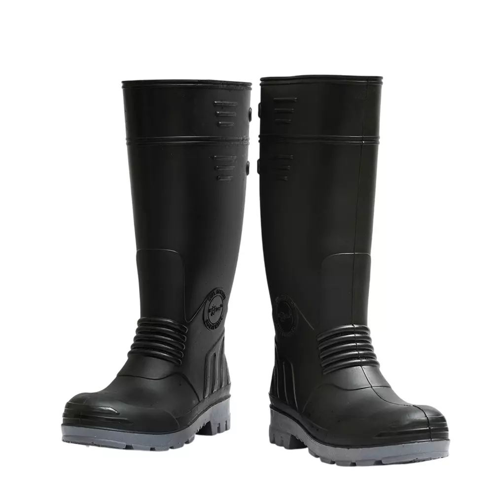 Hillson 15  Inch Hard Pvc Safety Gumboot Black and Grey Size UK 10, TORPEDO