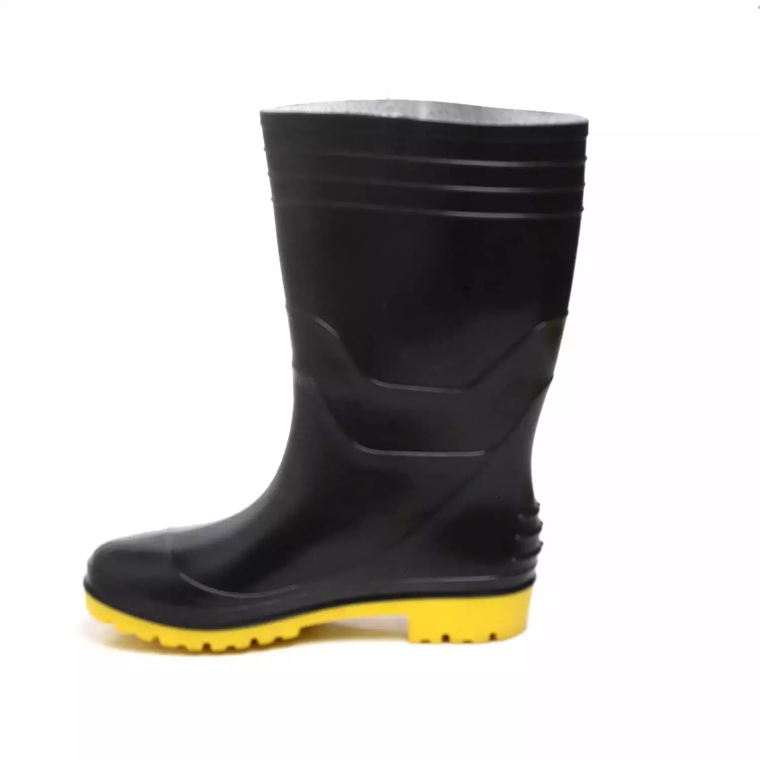 Agarson Virat Dual Density High Ankle Black & Yellow Gumboot, Size 9