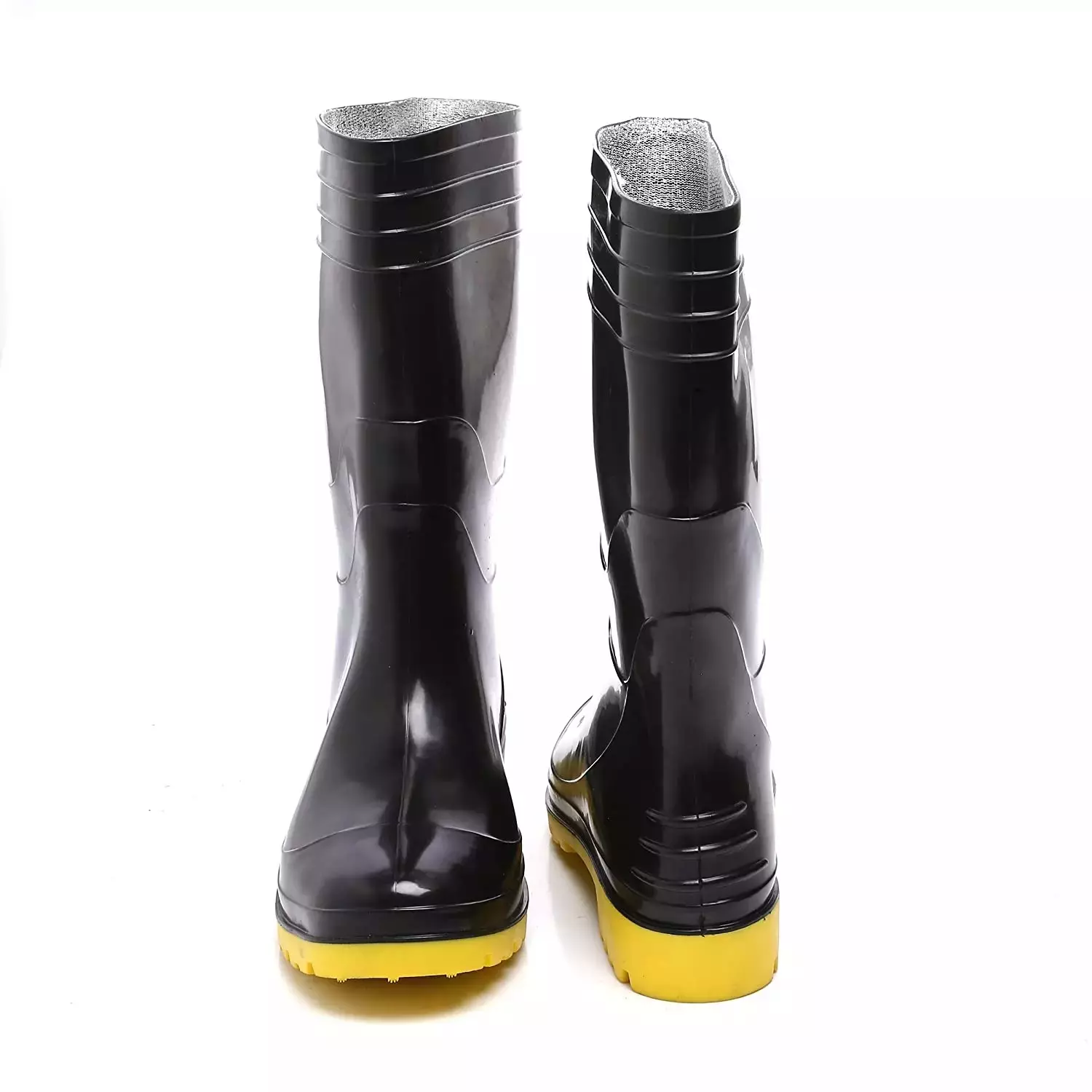 Agarson Virat Dual Density High Ankle Black & Yellow Gumboot, Size 9
