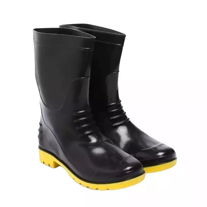 Agarson Bahubali Safety Gum Boot  27.94 cm (11 inch) Height Plain Toe PVC Black & Yellow Size UK10