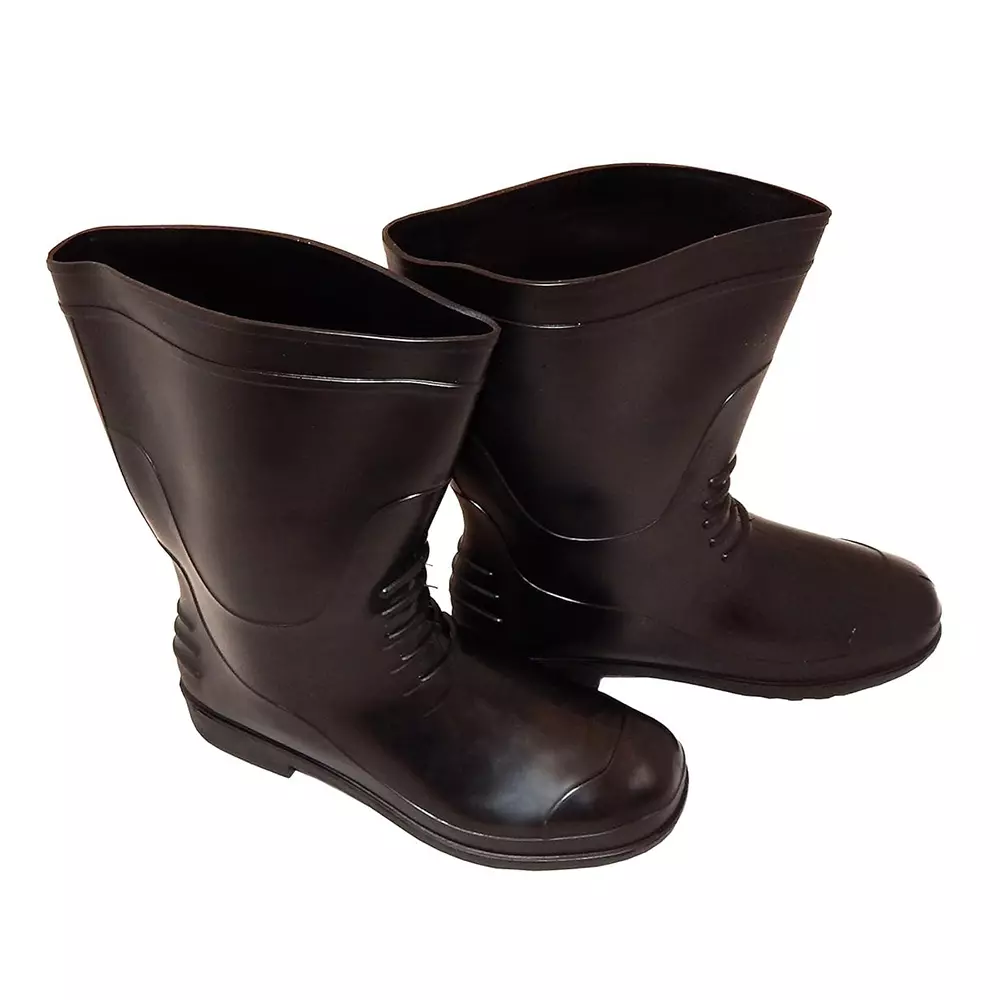 WI Safety Gumboots Rubber Slip Resistant Pull-On Black Size UK10, Chota Hathi