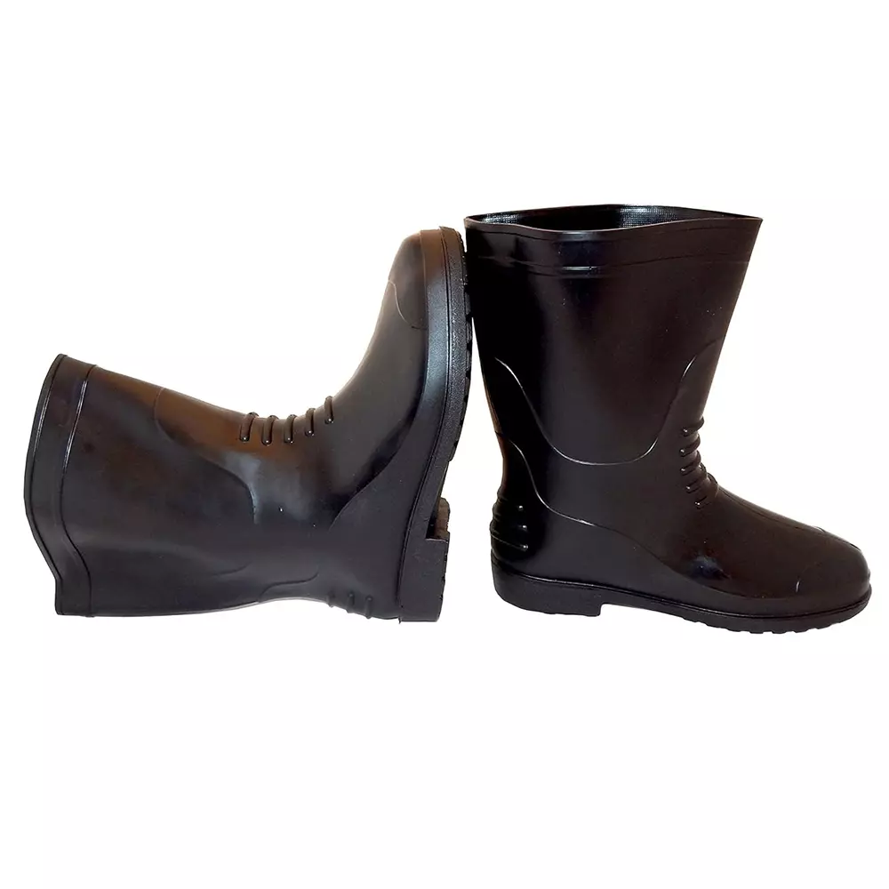 WI Safety Gumboots Rubber Slip Resistant Pull-On Black Size UK10, Chota Hathi