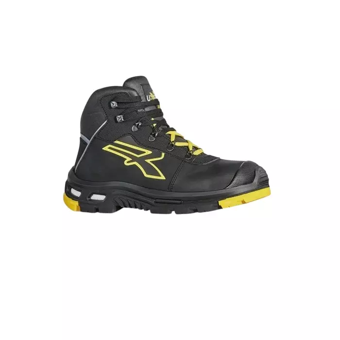 UPower Red Lion Black, Yellow Aluminium Toe Capped Mens Safety Boots, UK 10.5, EU 45, RL10524-45