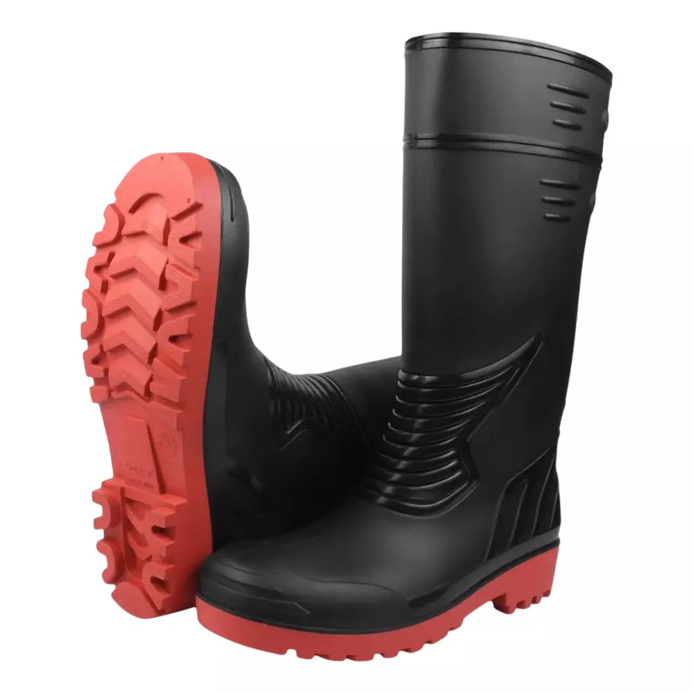 Unistar DELTA Industrial Safety Gumboot PVC Sole Steel Toe 7 UK Size Black & Red