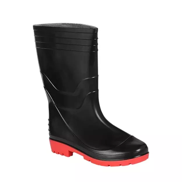 Unistar ANTA Industrial Safety Gumboot PVC Sole Round Toe 10 UK Size Black & Red