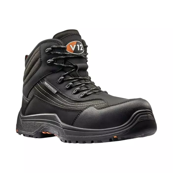 V12 Footwear V1501.01 Black Non Metal Toe Capped Unisex Safety Boots UK 4 EU 37, V1501.01/04