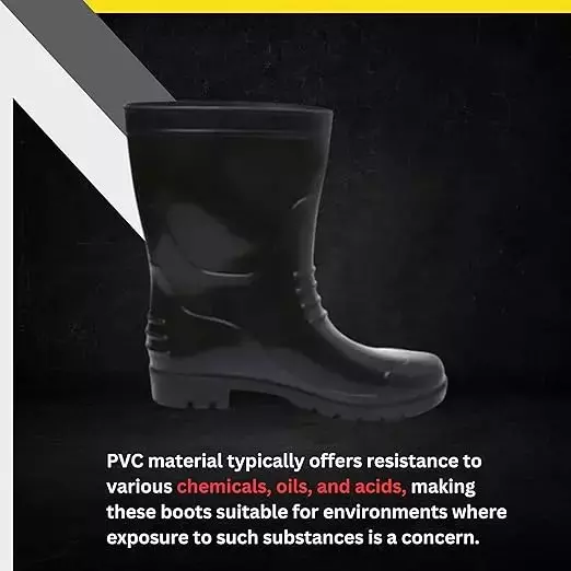 Agarson Bahubali Series 27.94 cm (11 inch) Height Rubber Sole Dual Density PVC Black Safety Gum Boot Size UK 6