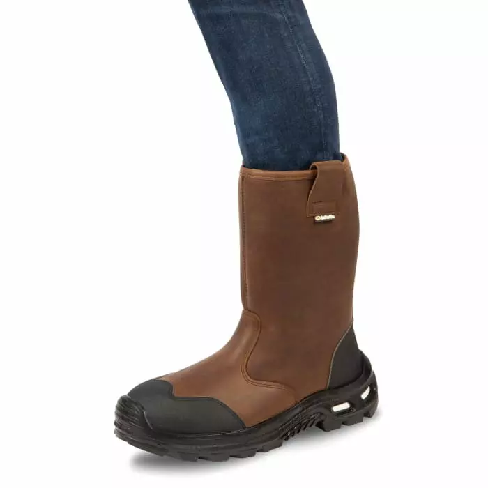 Jallatte JALMUDO SAS Black/Brown Aluminium Toe Capped Unisex Safety Boots UK 12 EU 47, JALMUDO JYJY223