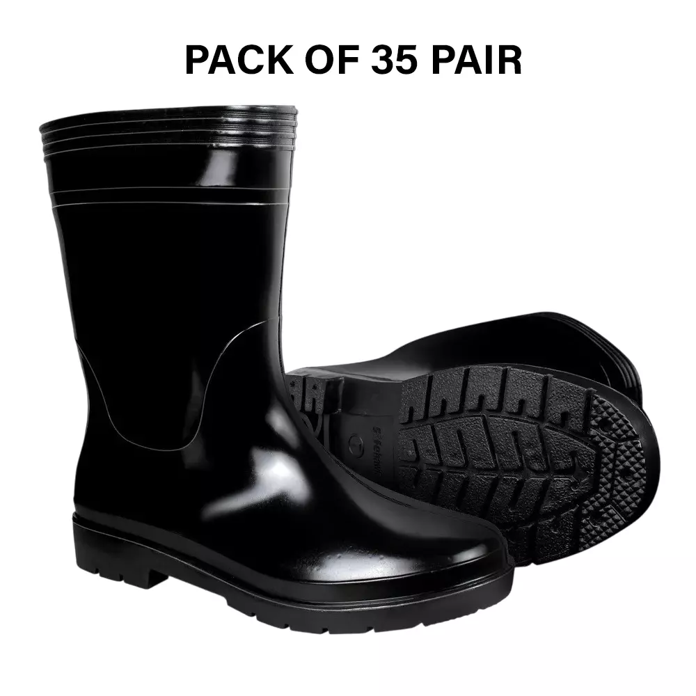 Safe Dot Safety Gumboot Rubber Sole PVC Material Black 30.48 cm Height for Industrial Use UK6 , GB-02 (Pack of 35 Pair)