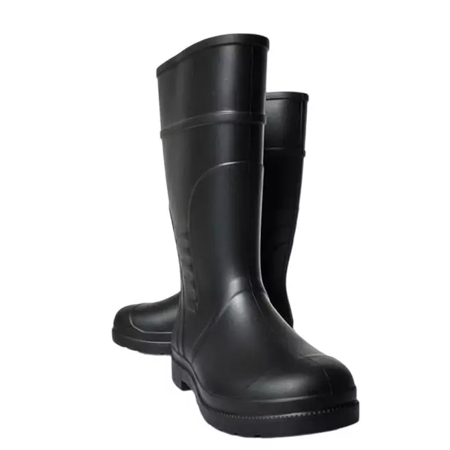 GENERIC Safety Gum Boot Dual-Density PVC Sole 279 mm (11 inch) Height Polyvinyl Chloride (PVC) Black Size UK 7, LS-UUV7-KHTP