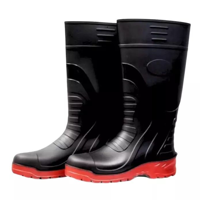 Japsin Instrumentation Industrial Safety Gumboots Rubber Calf High Round Toe Black & Red Size UK 9