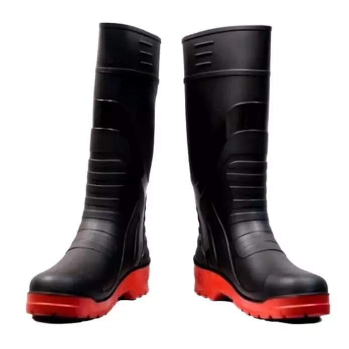 Japsin Instrumentation Industrial Safety Gumboots Rubber Calf High Round Toe Black & Red Size UK 9