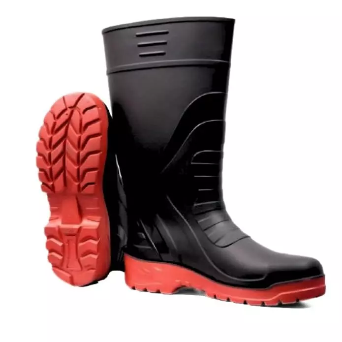Japsin Instrumentation Industrial Safety Gumboots Rubber Calf High Round Toe Black & Red Size UK 9