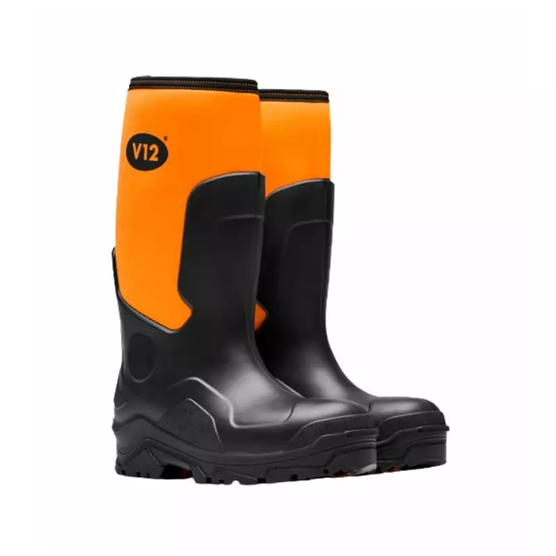 V12 Footwear V2110 Black Orange Steel Toe Capped Unisex Safety Wellingtons UK 12 EU 47, V2110/12