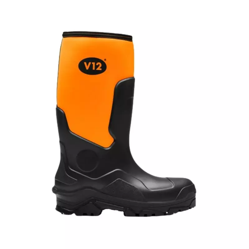 V12 Footwear V2110 Black Orange Steel Toe Capped Unisex Safety Wellingtons UK 12 EU 47, V2110/12