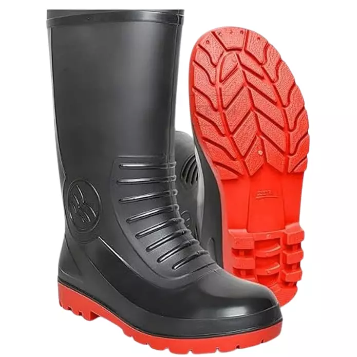 Safe Dot Safety Gumboot Rubber Sole PVC Material Red & Black 38.1 cm Height for Industrial Use UK6 , GB-01 (Pack of 1 Pair)