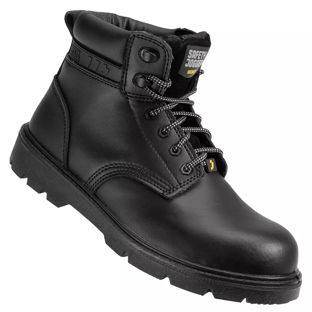 Safety Jogger 200 J Composite Toe Safety Boot High Ankle PU Sole UK 8 Size Black Leather for Industrial Use, NX1100 S3