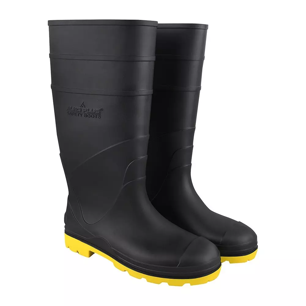 Alko Plus PVC Occupational Boots 15 inch (381 mm) Height With Soft Cotton Inner Lining Size UK 9 Black, APS G2