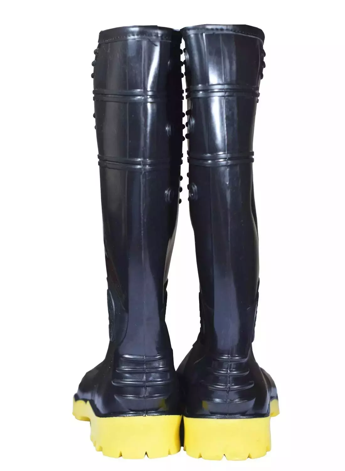 Duck Back PVC Yellow Sole Gum Boot With Steel Toe, Size: UK 7