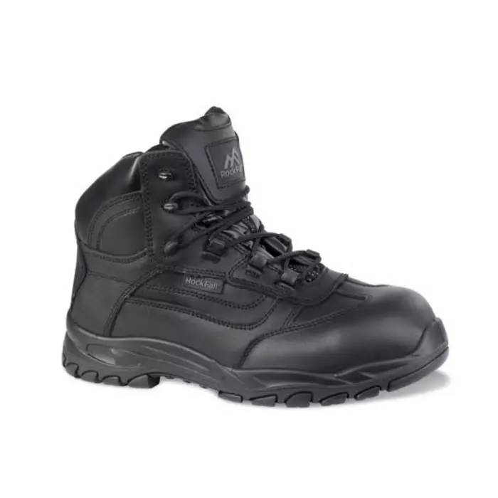 Rockfall Black Fibreglass Toe Capped Safety Boots UK 8 EU 42, TC340-08