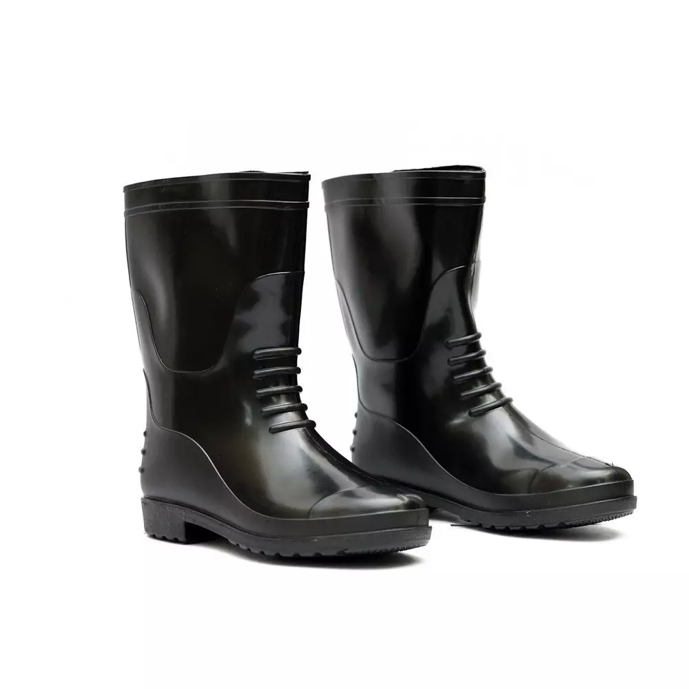 Safe Dot Safety Gumboot Rubber Sole PVC Material Black 30.48 cm Height for Industrial Use UK11, GB-02 (Pack of 15 Pair)