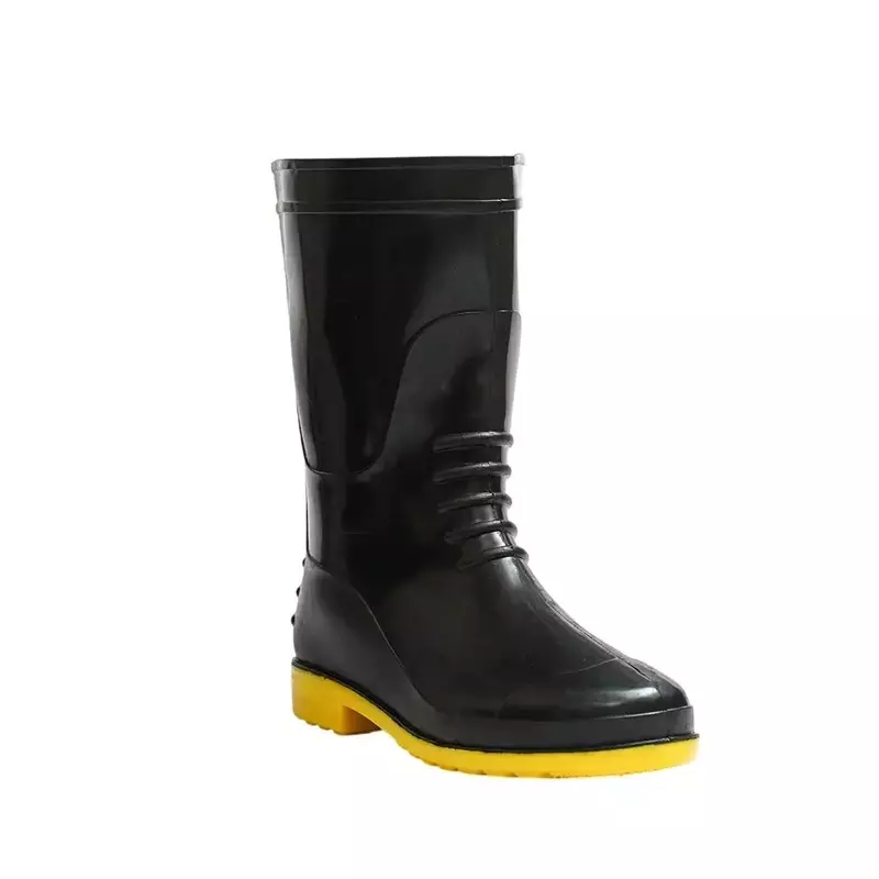 Hillson High Ankle Safety Gum Boots PVC Upper Material Yellow PVC Sole UK 5 Size for Industrial & Construction Area Use, Breaker-Yellow
