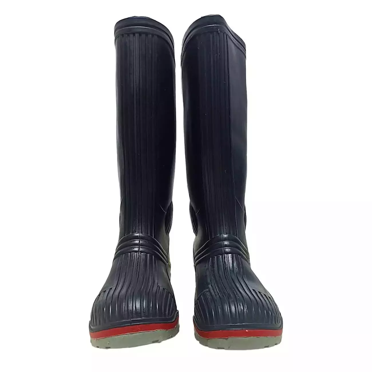Fortune Click Steel Toe High Ankle Black, Red & Grey PVC Gumboot Size 8