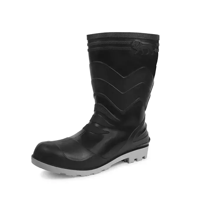Borris Young High Ankle Black Upper and Grey Sole Safety Gum Boots Size 9 UK