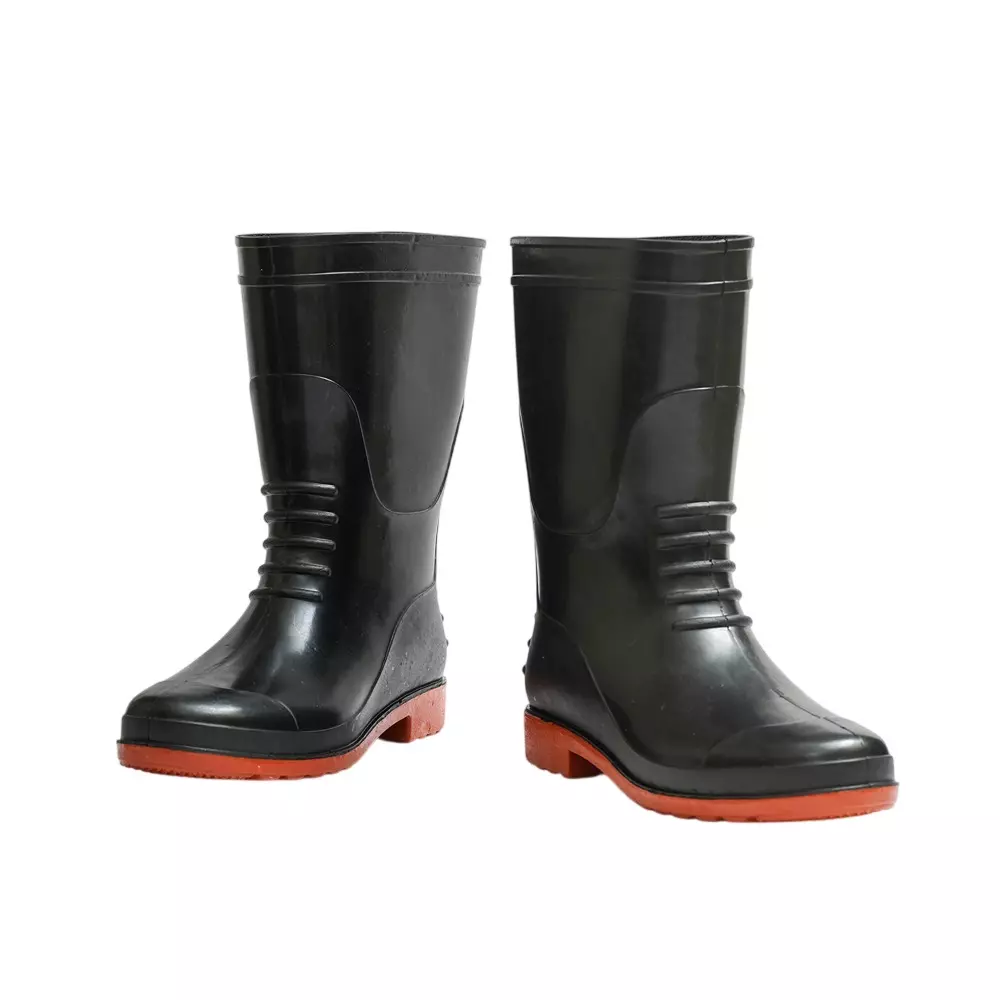 Hillson BREAKER High Ankle Plain Toe Red & Black PVC Gumboots (Size: UK 6 - UK 10)