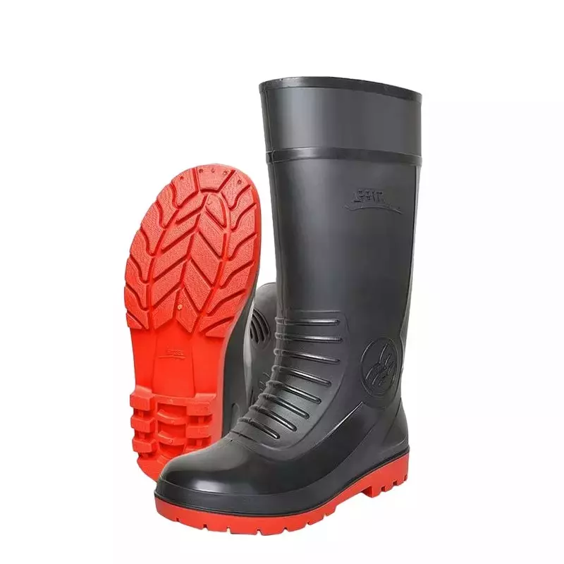 Elecant 12 Inch Light Weight Shock Absorbing & Antistatic Industrial Black & Red Safety Gumboot (Size: UK 6 - UK 10)
