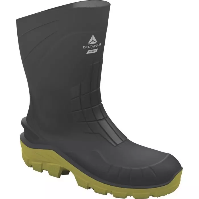Delta Plus Black Yellow Steel Toe Capped Unisex Safety Boot UK 2.5 EU 35, AETECS5GR35