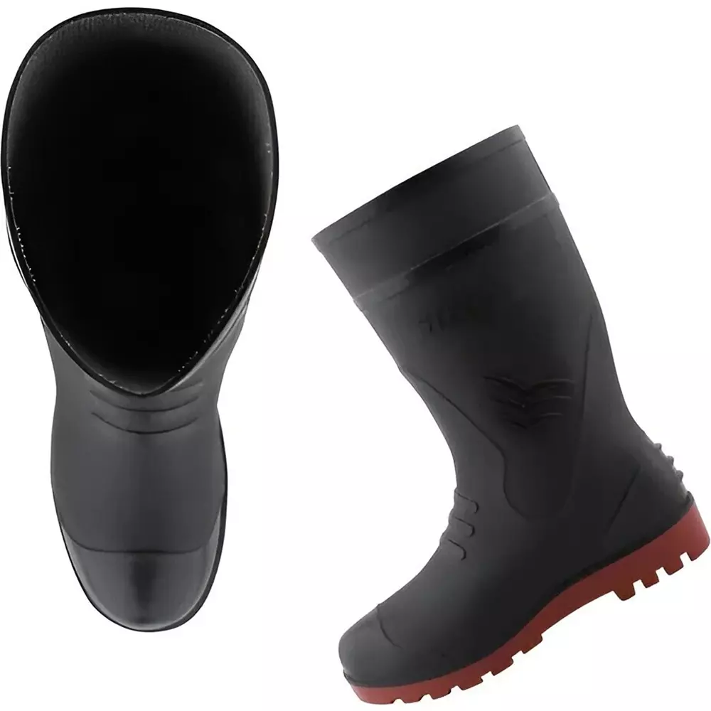 GENERIC Soft Toe Safety Gum Boot PVC Sole Black and Red, Size UK 7