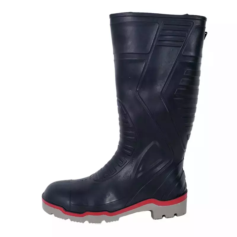 Fortune Colors Triple Density Steel Toe Black PVC Gumboot Size 7