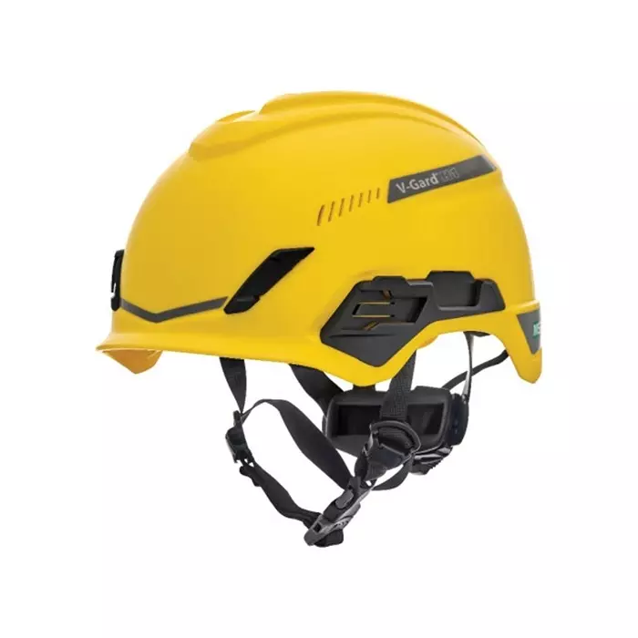 MSA Safety V-Gard H1 Black Yellow Safety Helmet with Chin Strap Adjustable Ventilated, 10194787