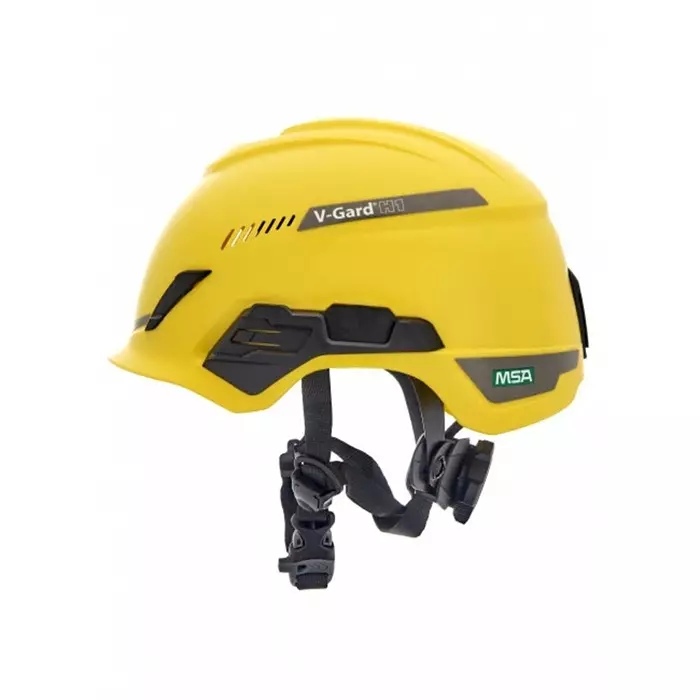 MSA Safety V-Gard H1 Black Yellow Safety Helmet with Chin Strap Adjustable Ventilated, 10212398