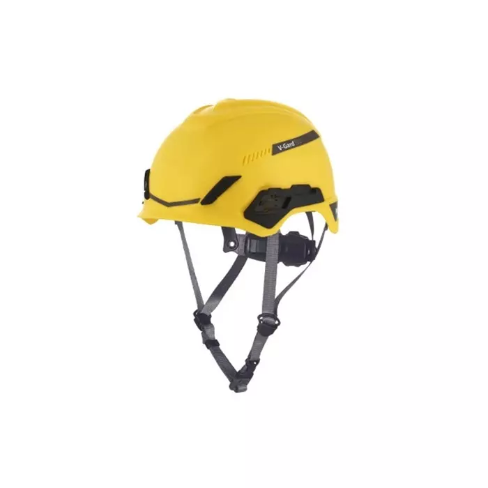MSA Safety V-Gard H1 Black Yellow Safety Helmet with Chin Strap Adjustable Ventilated, 10212398