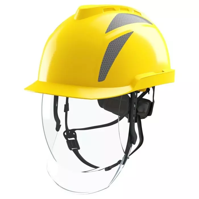 MSA Safety V-Gard 950 Class 1 Yellow Safety Helmet with Chin Strap Adjustable, GVF2A-C0A000G-000