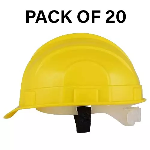Safe Dot Beetal Safety Helmet without Ratchet Adjustable 4 Point Cradle HDPE 300 g Yellow for Industrial and Factory Use, (Pack of 20 Pcs)