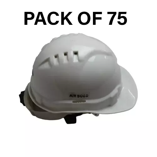 Safe Dot Air Boss Safety Helmet with Ratchet Adjustable 4 Point Cradle 3 Holes HDPE 365 g White for Industrial and Manufacturing Use, (Pack of 75 Pcs)