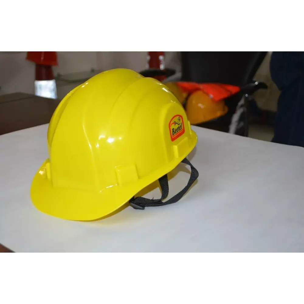 Safe Dot Beetal Safety Helmet with Ratchet Adjustable 4 Point Cradle HDPE 300 g Yellow for Industrial and Factory Use, (Pack of 100 Pcs)