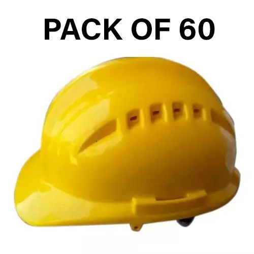 Safe Dot Air Boss Safety Helmet withotut Ratchet Adjustable 4 Point Cradle 3 Holes HDPE 345 g Assorted for Industrial and Factory Use, (Pack of 60 Pcs)