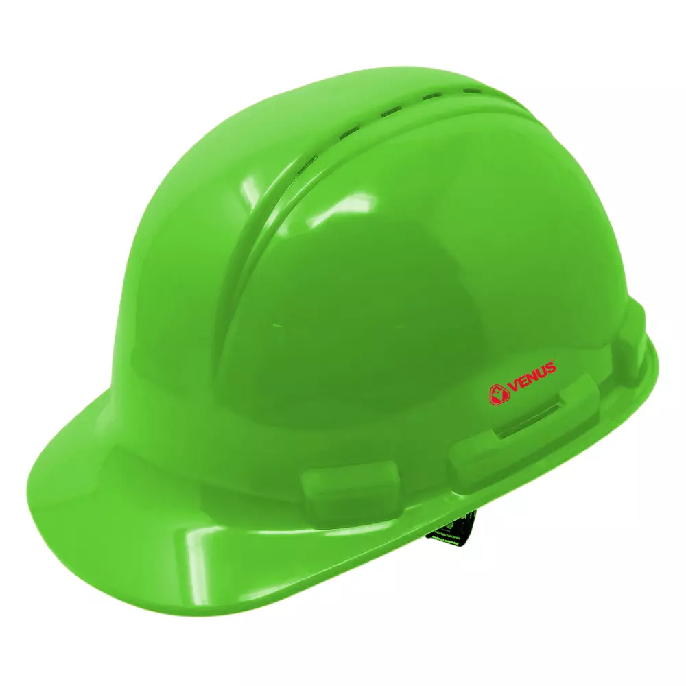 Venus H-2000 Safety Helmet Ventilated Shell Sure-Lock Ratchet ABS Material Green, 18541HTR
