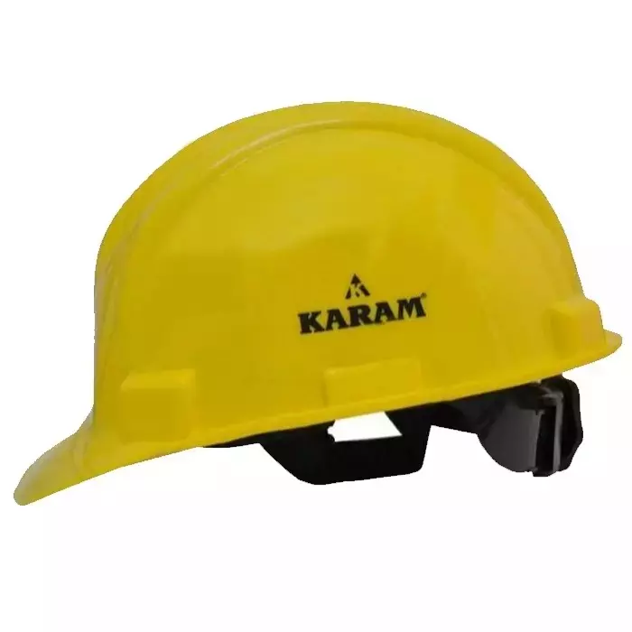 Karam HDPE Material Ratchet Type Yellow Industrial Safety Helmet Free Size, PN521 (Pack of 12)