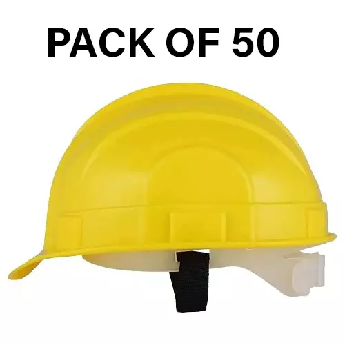 Safe Dot Beetal Safety Helmet without Ratchet Adjustable 4 Point Cradle HDPE 300 g Yellow for Industrial and Factory Use, (Pack of 50 Pcs)